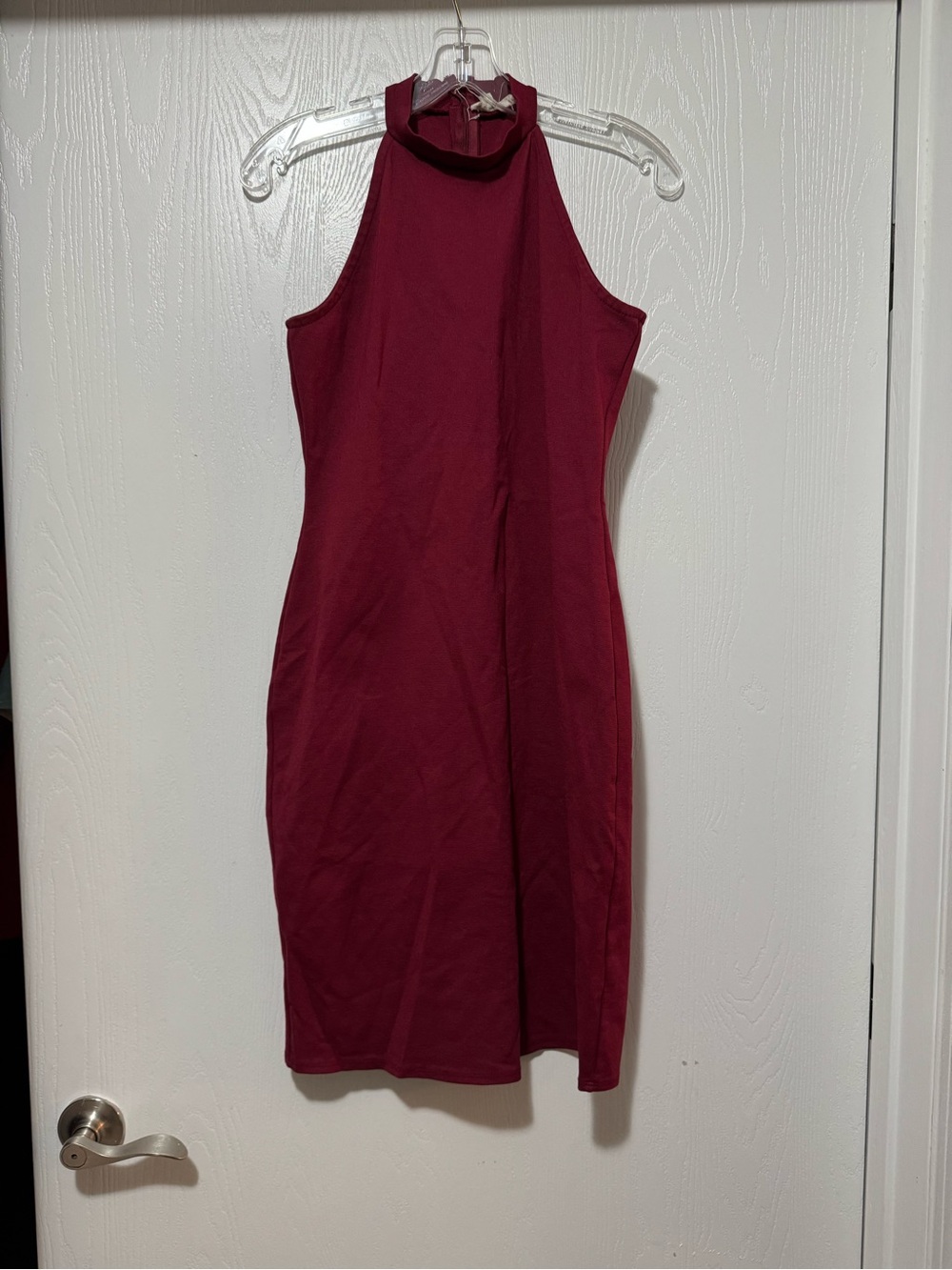 Rolla Coster Halter Sleeveless fitted Dress in Wine Red